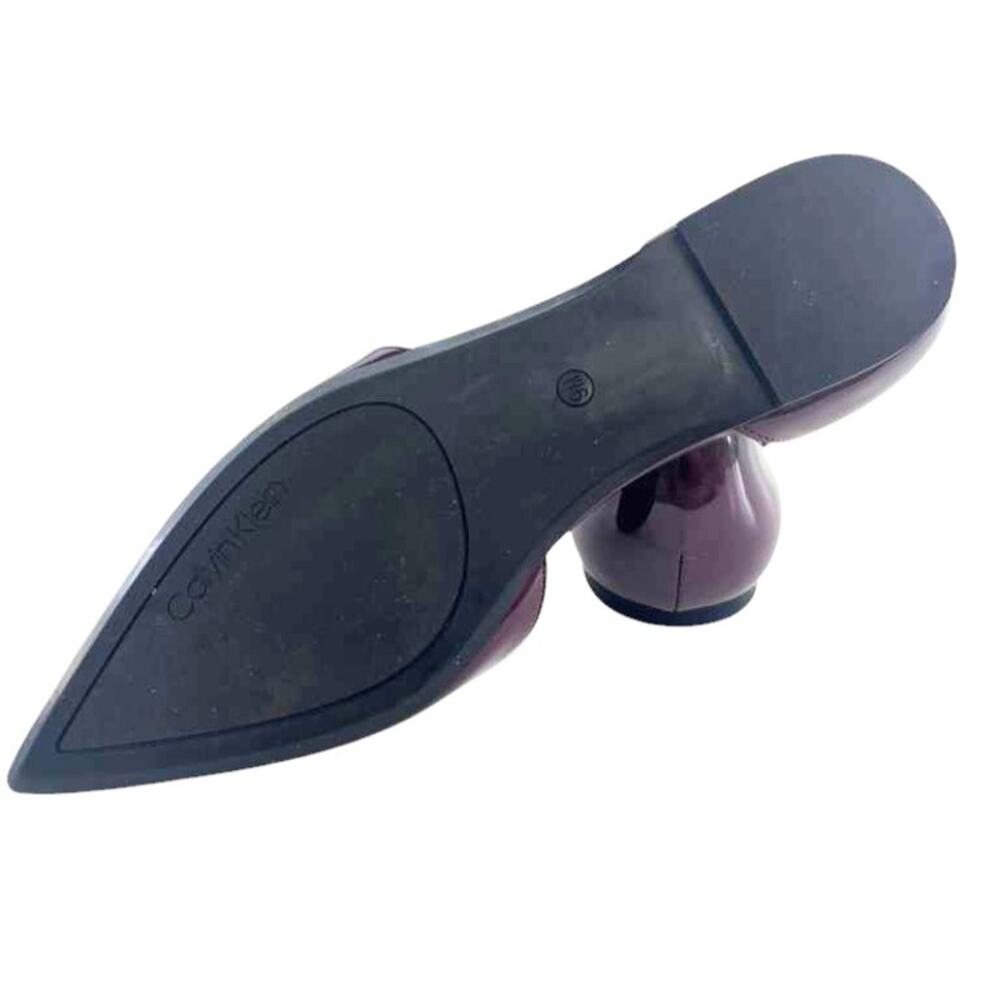 Calvin Klein Flats Size 9 Burgundy Patent Leather Ankle Strap Point Odeli Ballet - Picture 9 of 9